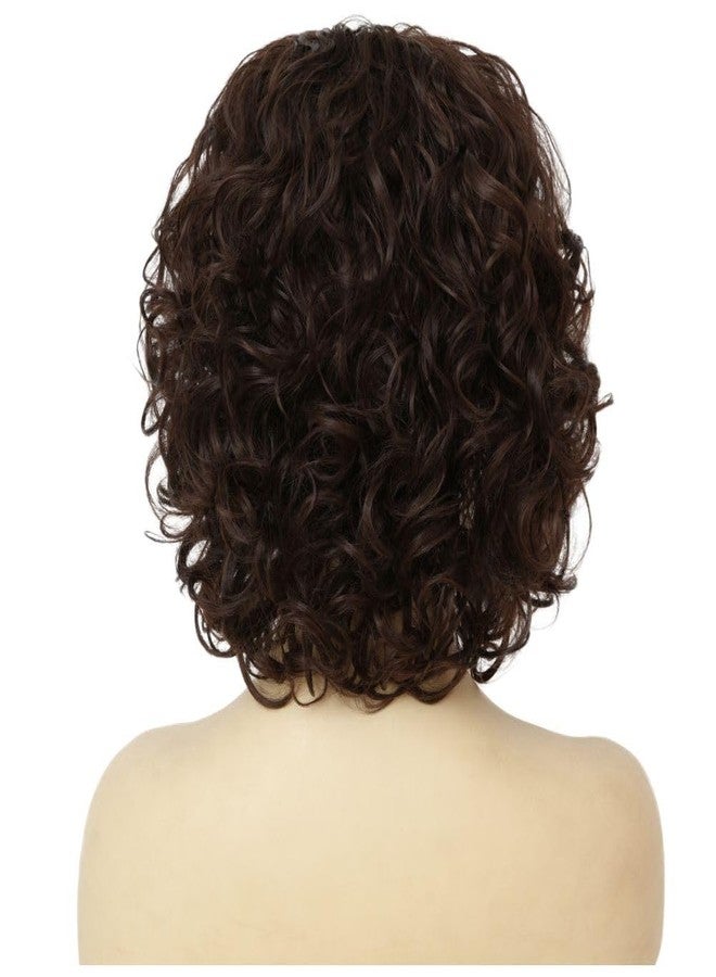 تسيسيس شعر مستعار بني مجعد قصير للنساء من تسيسيز، بطول الكتف، مظهر طبيعي، مناسب للحفلات التنكرية والاستخدام اليومي، شعر مستعار صناعي كامل مع غرة - Image 5